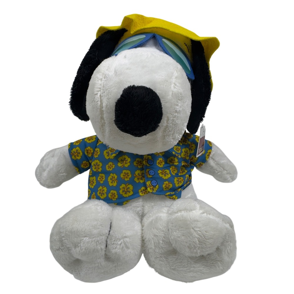 Peanuts Snoopy Tourist Plush 12" Cedar Fair Exclusive Hawaiian Shirt Hat NWT